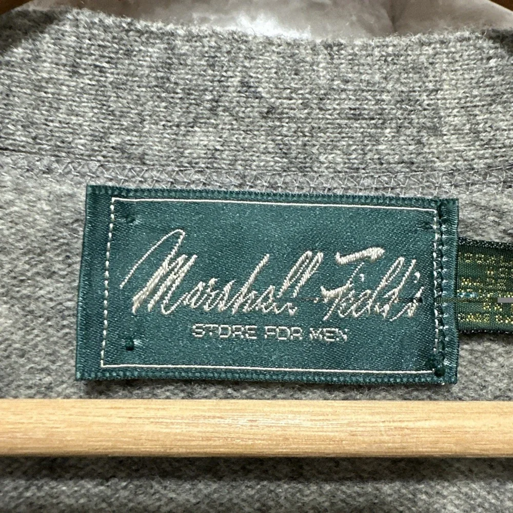 Vintage Marshall Fields Men's Cardigan Size L‎ Gray 100% Lambswool Made In USA